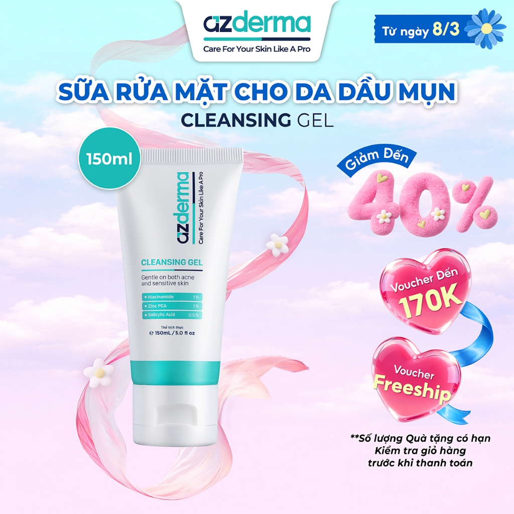 Sữa rửa mặt hỗ trợ làm sạch da và giảm mụn quay trở lại Azderma 150ml