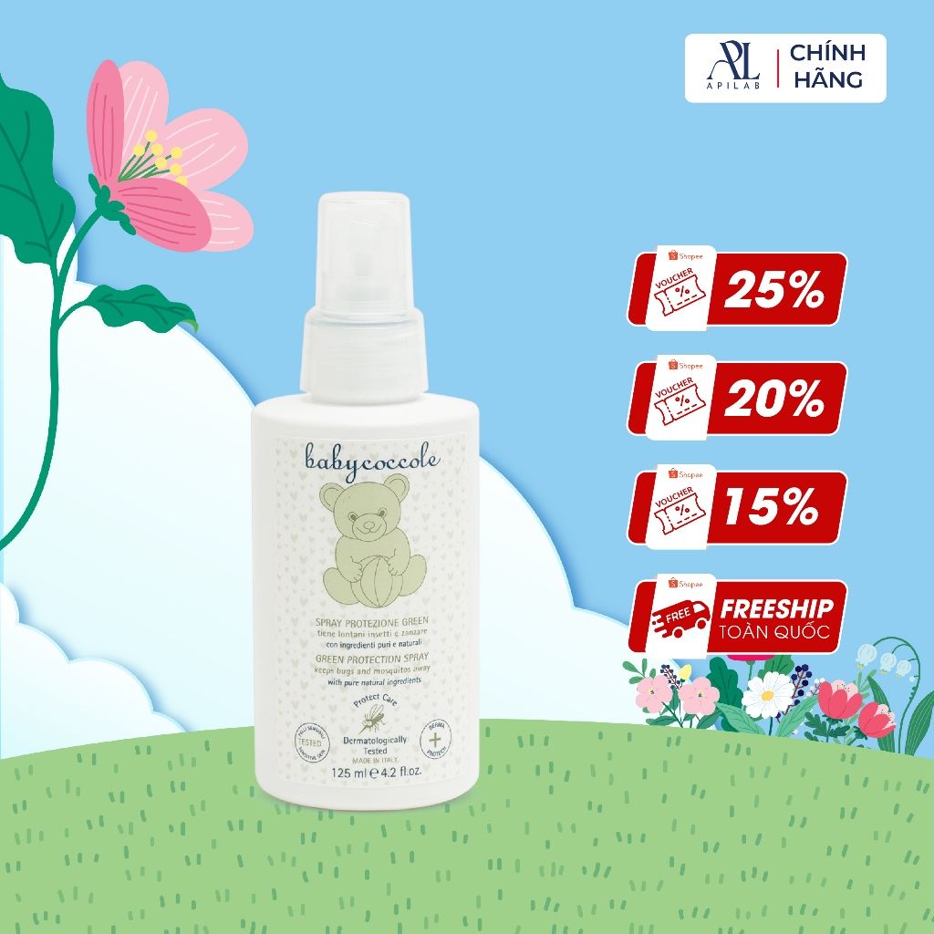 Xịt chống muỗi Babycoccole 0M+ cho bé từ sơ sinh chiết xuất tía tô đất và cây phong lữ 125ml