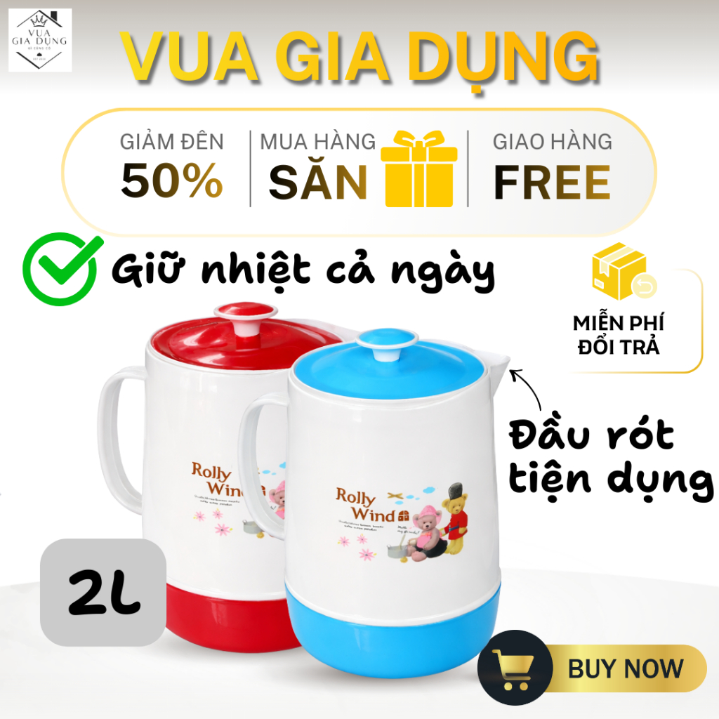 Bình Nước, Ca Nước Đá 2 lít Nguyên Ba Cao Cấp, Ca Giữ Nhiệt