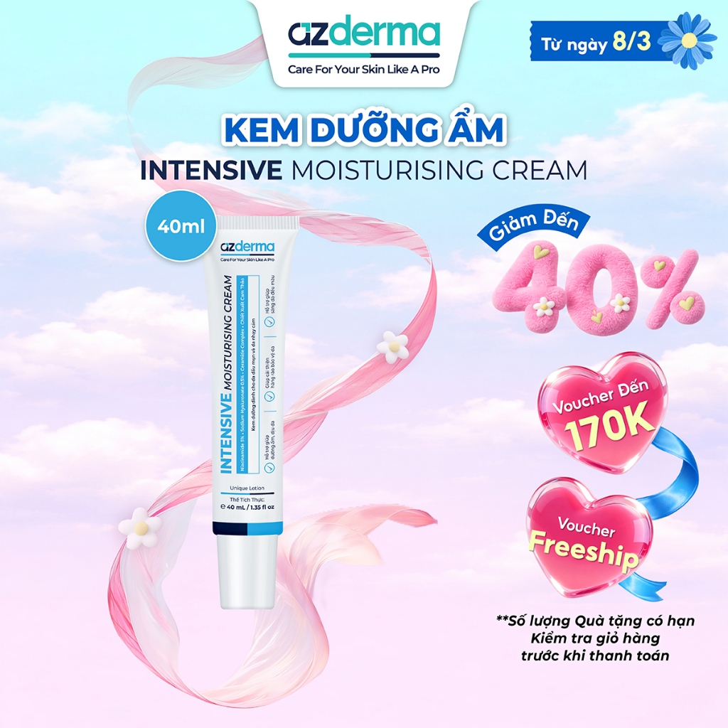 Kem dưỡng ẩm cải thiện hàng rào da Intensive Moisturising Cream Azderma 40ml
