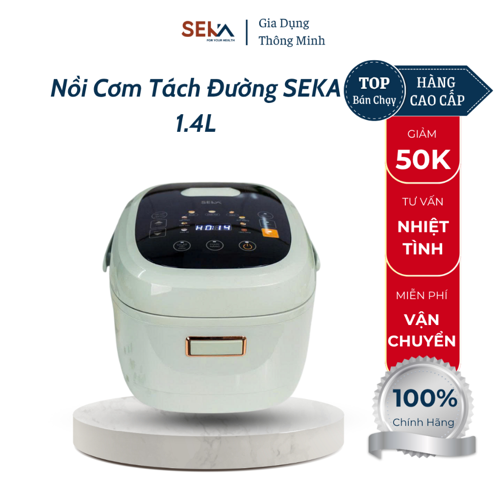 Nồi Cơm Điện Tách Đường SEKA SK1009 1.4L Bảo Vệ Sức Khỏe, Nồi Cơm Điện Tử Thông Minh 9 Chức Năng