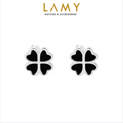 Khuyên tai bạc nữ LAMY Lucky Black Four Leaf Clover Silver Earrings 3092 - Khuyên tai bạc ta