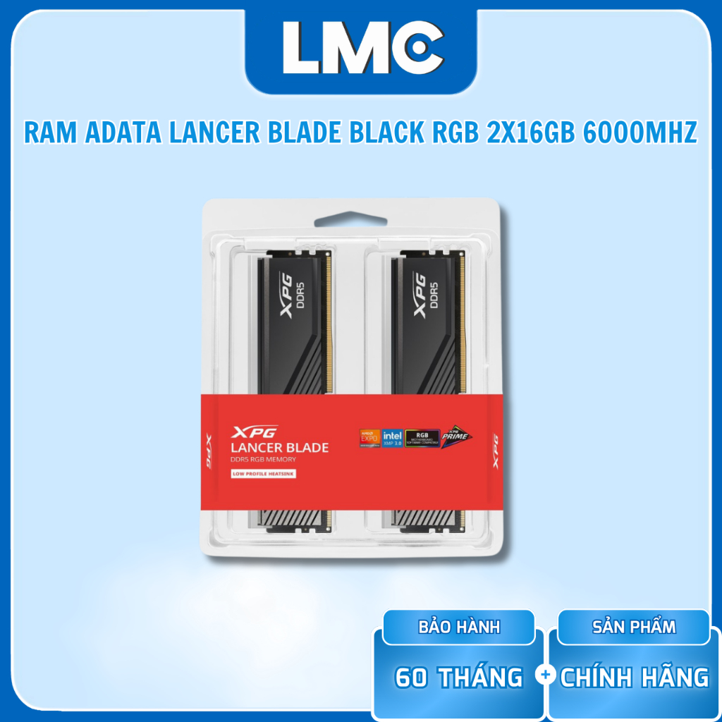 RAM ADATA Lancer Blade Black RGB 32GB (2x16GB) DDR5 6000Mhz (AX5U6000C3616G-DTLABRBK)