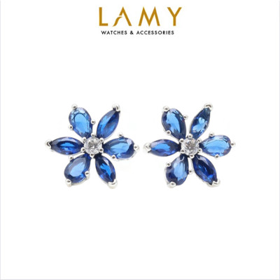 Khuyên tai nữ LAMY Timeless Sparkling Blue Herbarium Cluster Earrings Silver 3153 - Khuyên tai cao cấp