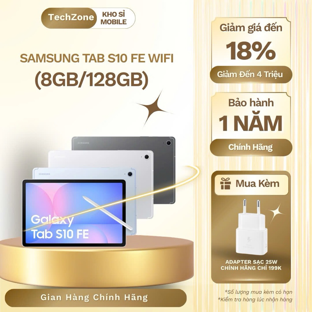 (Hàng Kick T5)Samsung Galaxy Tab S10 FE WIFI (8GB/128GB)- Hàng Chính Hãng, Nguyên Seal, BH 12T