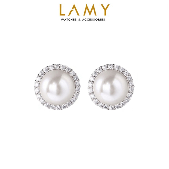 Khuyên tai bạc nữ LAMY Elegant Pearl Silver Earings 3193