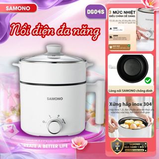 (BH 1 năm) Nồi điện đa năng Samono SW-DG04S lẩu điện 1.5L chống dính, 3 mức nhiệt 150W &450W & hotpot, kèm xửng hấp inox