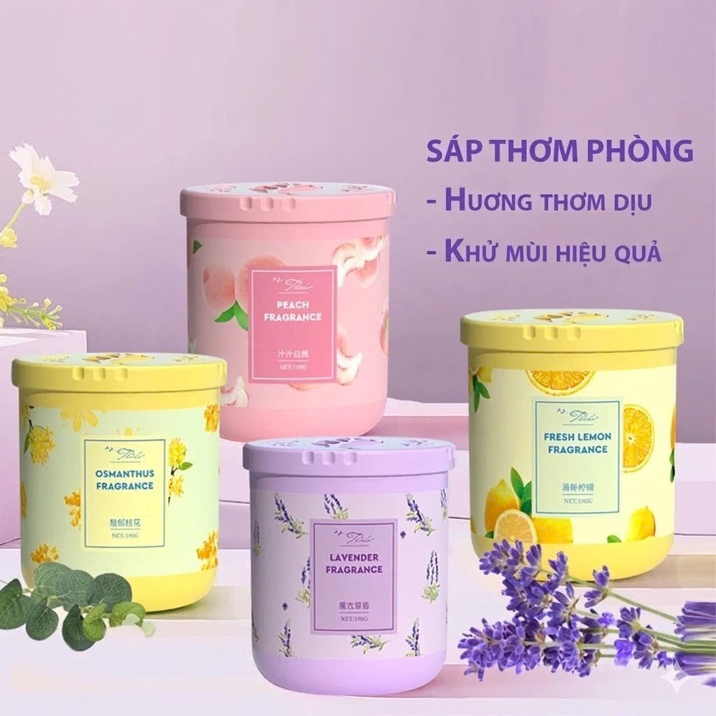 Sáp thơm phòng  khử mùi phòng ngủ nhà vệ sinh toilet ô tô với 4 mùi hương tự nhiên 190g
