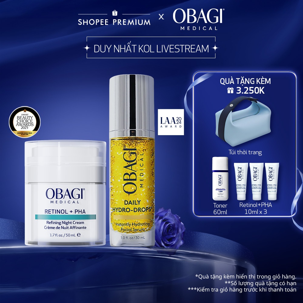 [Obagi x KOL] Bộ đôi Kem tái tạo & ngăn ngừa lão hóa da Obagi Medical Retinol + PHA 50ml và Serum Da