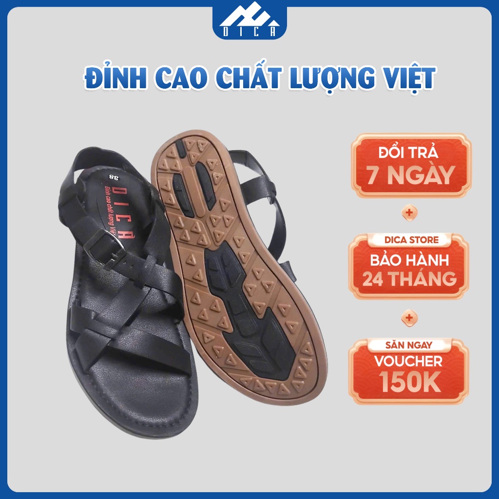 Giày Sandal Nam DICA, Quai Chéo Thanh Lịch, Chất Da Cao Cấp Siêu Bền, Đế Êm, Đa Năng, BH 24 Tháng
