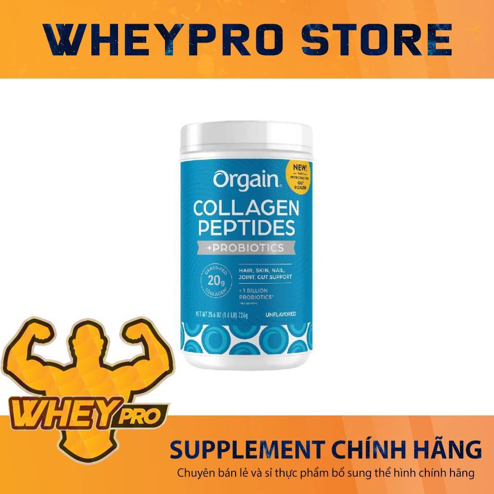 Orgain Collagen Peptides With Probiotics 726g – Bột Collagen