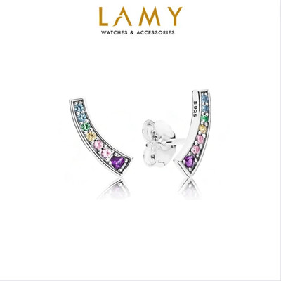 Khuyên tai bạc nữ LAMY Colorful Crystal Rainbow Stud Earings 3156 - Khuyên tai bạc S925