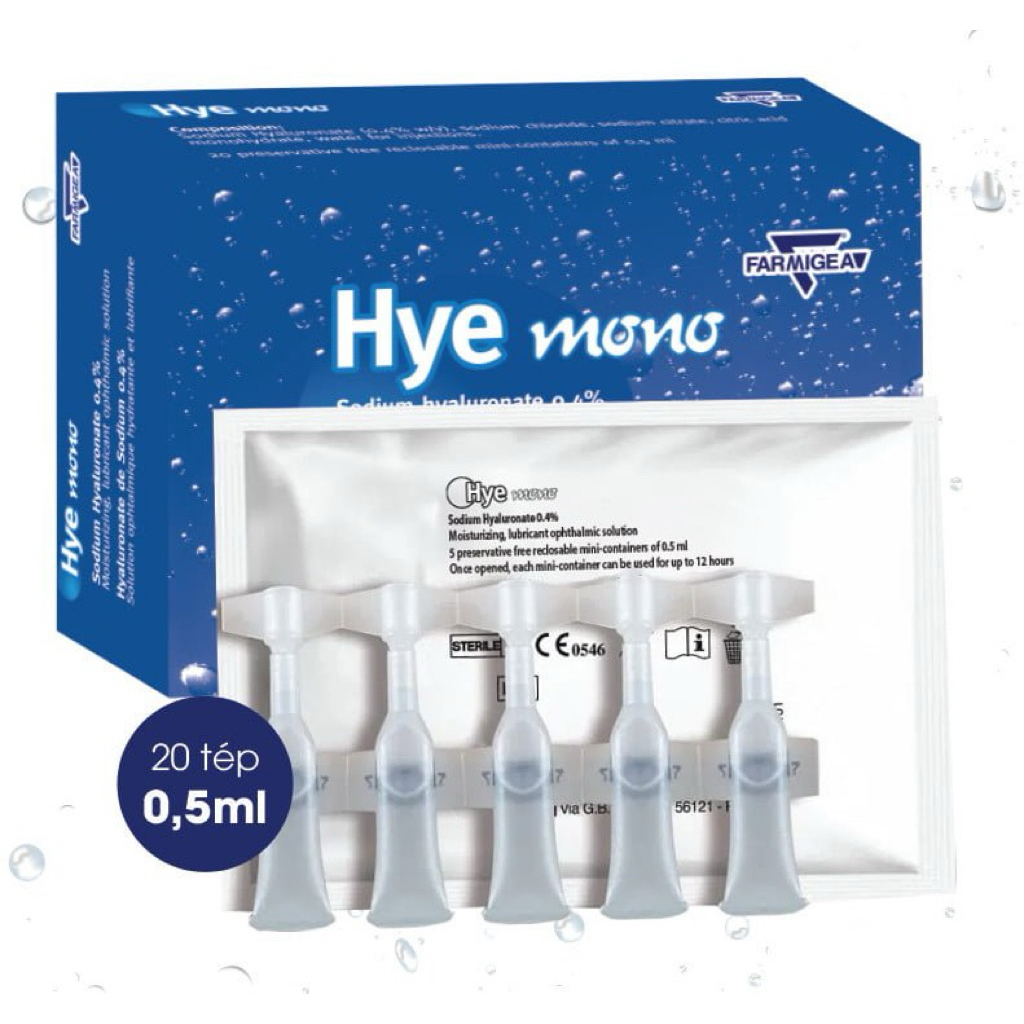 Nhỏ dưỡng mắt Hye Mono 0.4%- Tách lẻ 1 vỉ 5 tép- Giữ ẩm mắt -Date 10/2027 (Chính hãng)