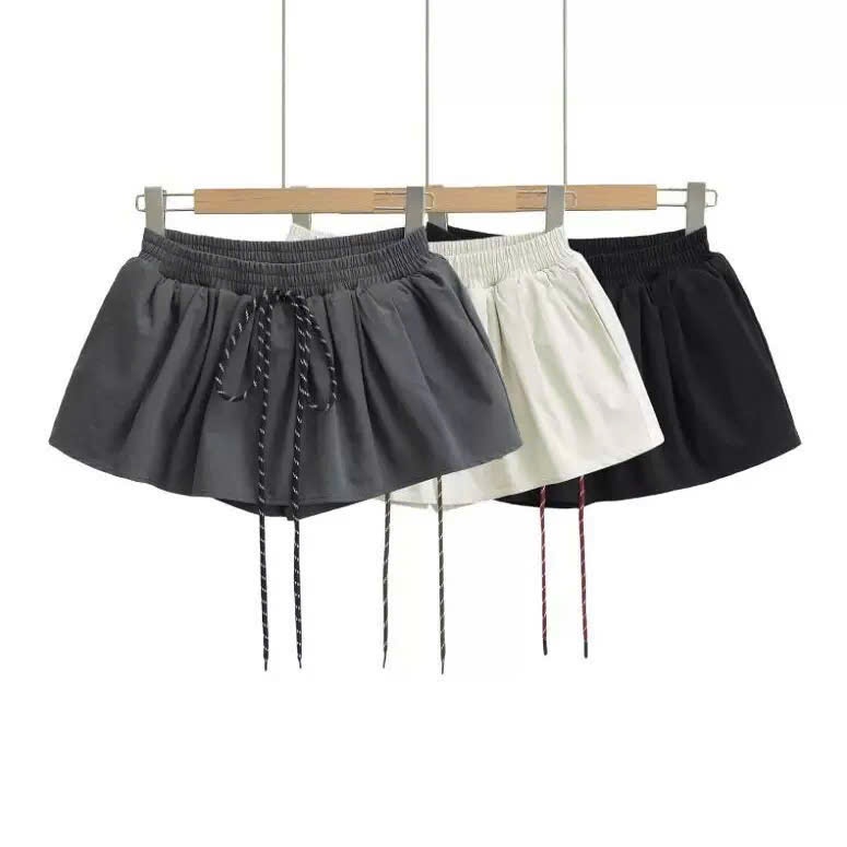 Chân váy xòe chất thô kaki, quần bên trong eo chun đính dây rút KINI-Style | BigBuy360 - bigbuy360.vn