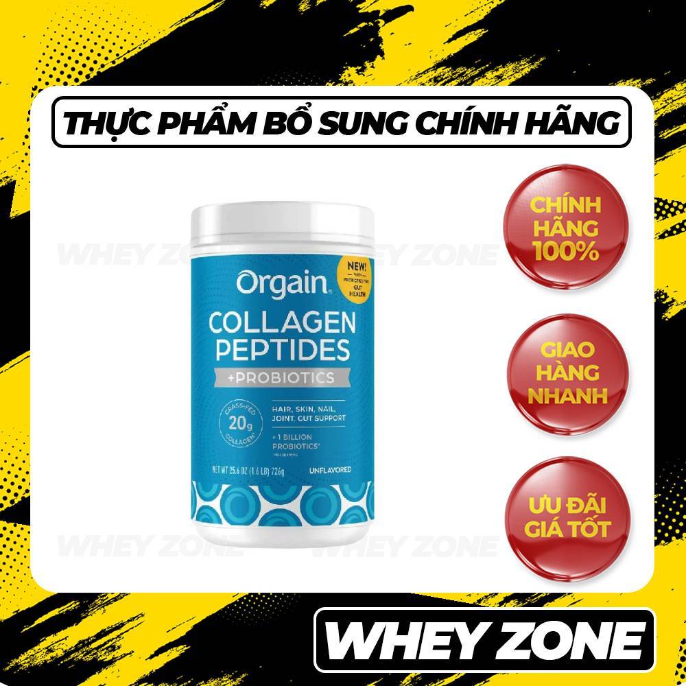 Orgain Collagen Peptides + Probiotics Powder 726g – Bổ Sung Collagen Cho Da