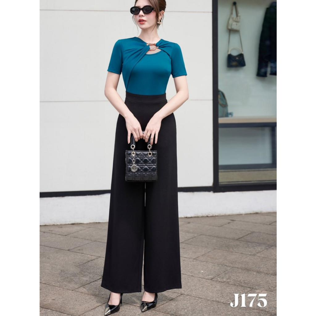 Jumpsuit Dài Thiết Kế J175, Đồ Bộ Liền Thân Áo Lụa Mango Co Giãn 4 Chiều, Quần Vải Lạnh Hà Lan Ống S