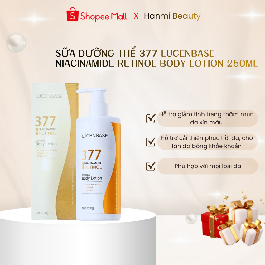 Sữa Dưỡng Thể 377 Lucenbase Niacinamide Retinol Body Lotion GC Nature Lọ 250mL