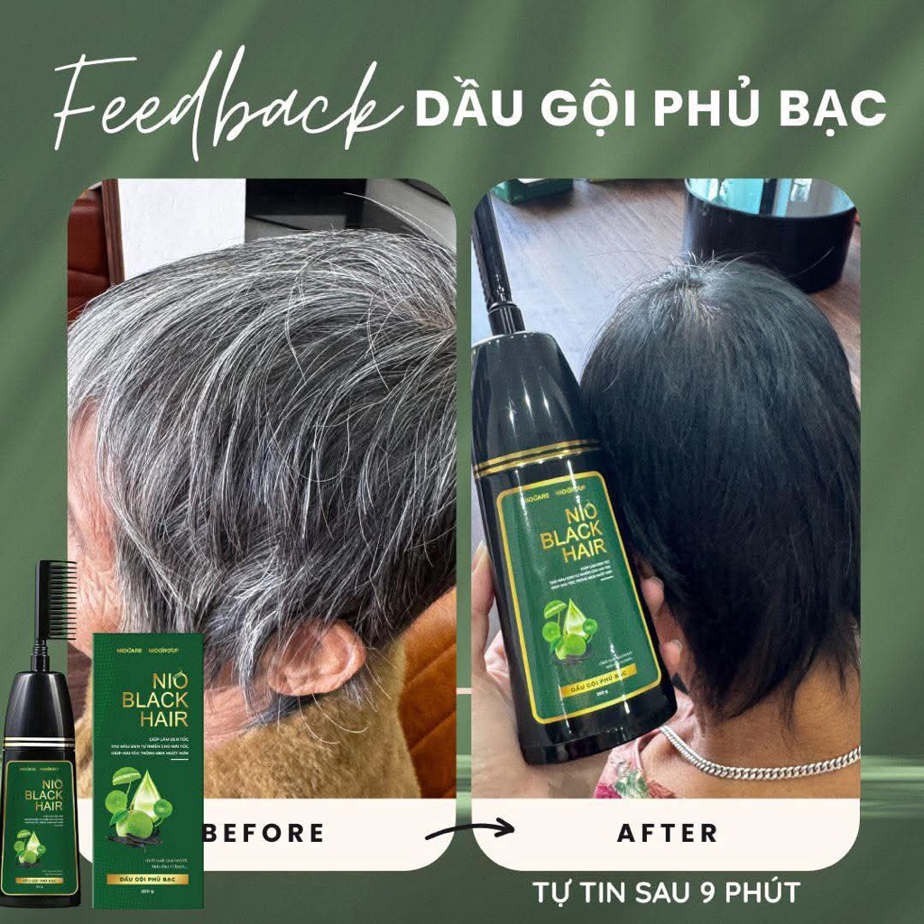 DẦU GỘI PHỦ BẠC NIO BLACK HAIR tự tin sau 9 phút