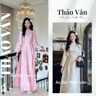 [MẪU HOT - TẶNG CHARM] Áo Dài Gấm Truyền Thống Nữ Trúc Anh Vải Gấm Cao Cấp Tay Loe Dài Đủ Màu Đính Kết Hoa Mai Mềm Mại