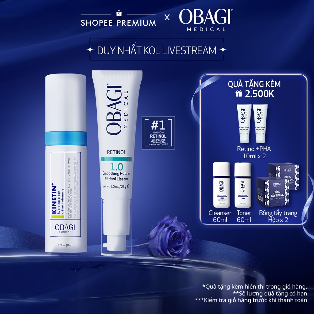 [Obagi x KOL] Bộ đôi Kem chống lão hóa Obagi Retinol 1.0 28g và Kem dưỡng phục hồi Obagi Clinical Ki