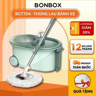Bộ cây lau nhà cao cấp xoay 360 độ BONBOX cây lau tự vắt thông minh siêu sạch, có bánh xe BCT704 và BCT706 - BH 12 THÁNG