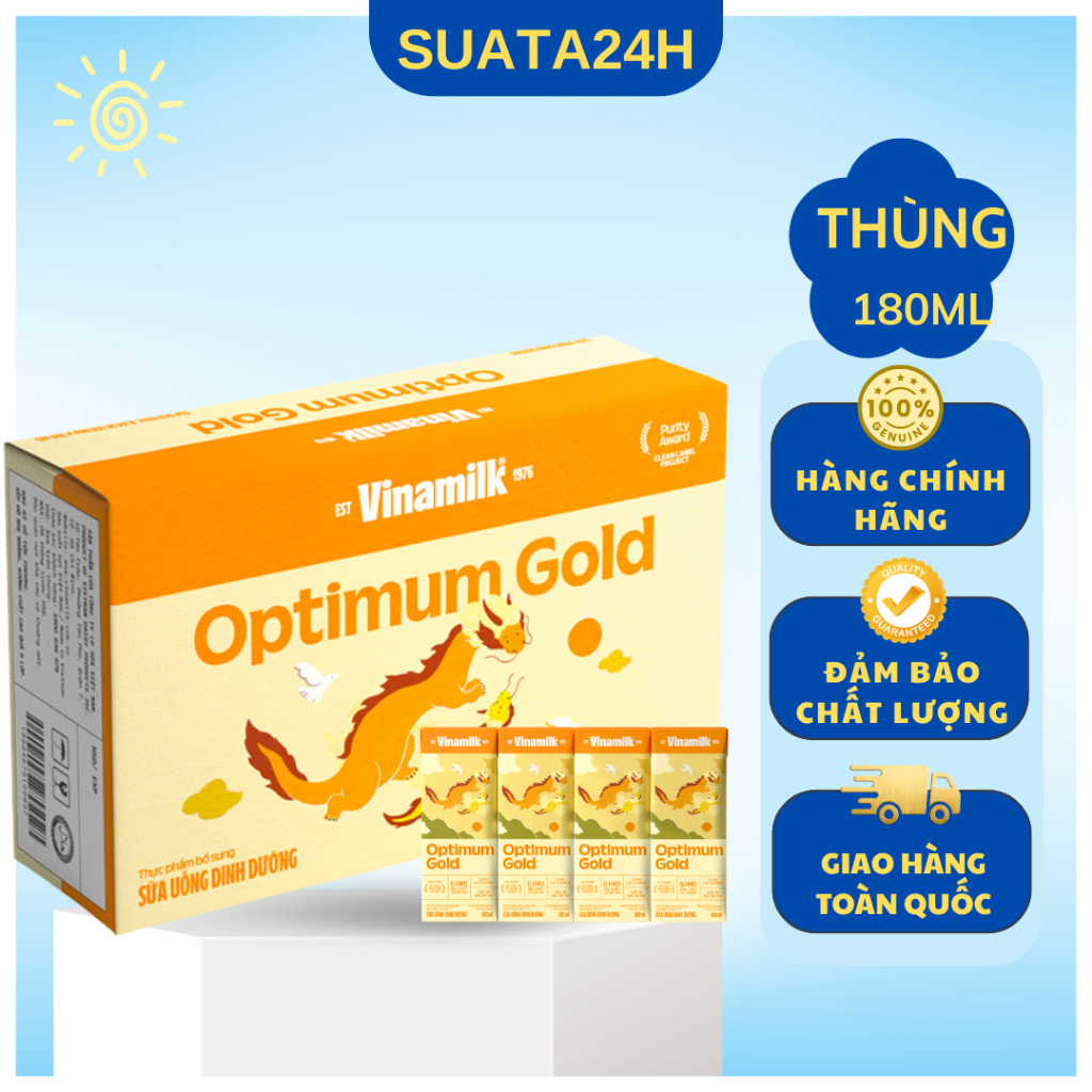 Thùng sữa bột pha sẳn Vinamilk Optimum Gold 180ml