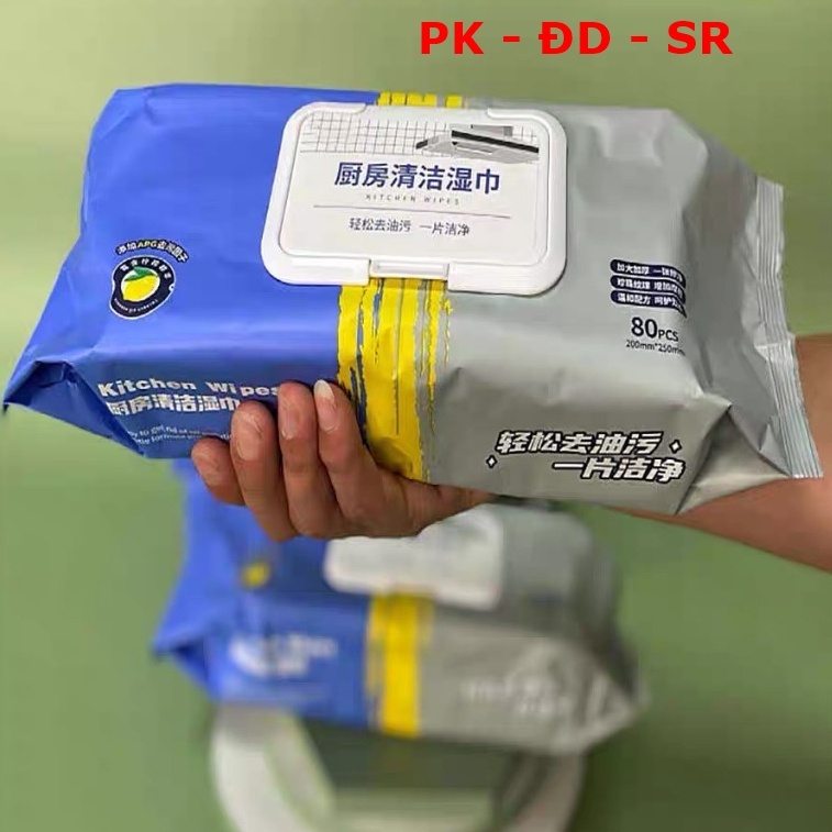 2 Gói Khăn Ướt Lau Bếp Đa Năng 80 Tờ – Khăn Giấy Ướt Tẩy Dầu Mỡ Nhà Bếp, Lau Bàn, Bếp Gas, Không Kích Ứng Da - Siêu Rẻ