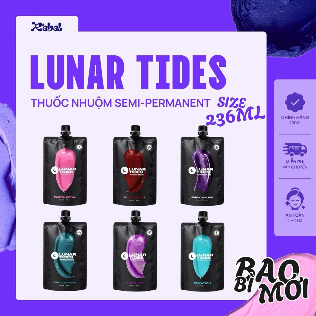 [ SIZE TO 236ML ] Thuốc nhuộm tóc semi-permanent LUNAR TIDES US - Rebel.prettyhair