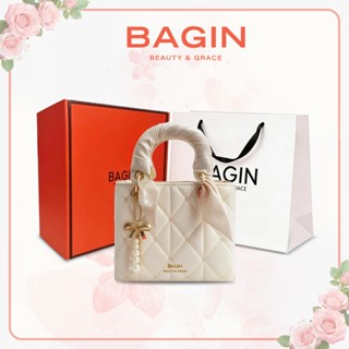 BAGIN （NEW）Túi Xách Nữ Bagin Dáng Vuông Da Trơn Bóng Tặng Kèm Khăn Lụa Móc Treo Ngày Lễ Quà Tặng