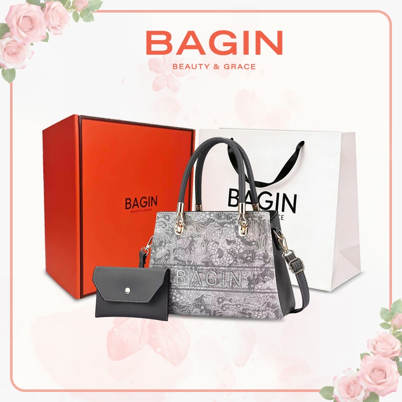 BAGIN Túi Quai Xách  Logo Thêu Sang Trọng Có Quai  Thời Trang Công Sở Đi Tiệc Ngày Lễ Quà Tặng