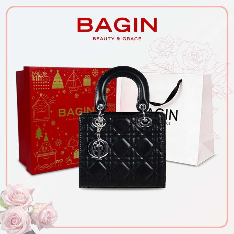BAGIN Túi Xách Nữ Dáng Vuông  Da Cao Cấp Mềm Tặng Kèm Charm Dây Đeo Có Quai Xách Ngày Lễ Tặng