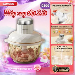 (BH 1 đổi 1) Máy xay thịt Samono SW-C300 đa năng 2L công suất 300W, cối thủy tinh, 4 lưỡi dao xay thép không gỉ