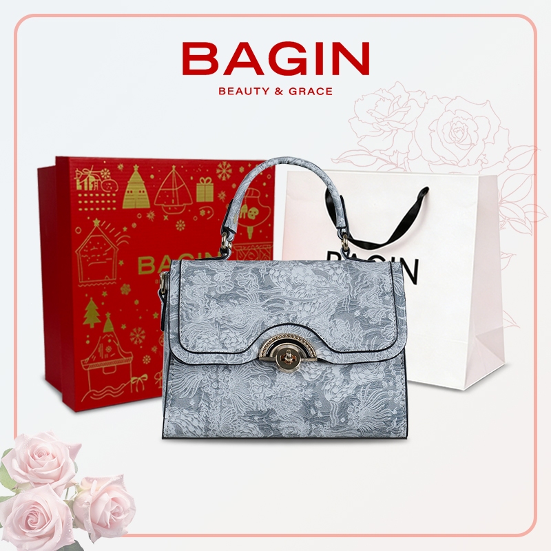 BAGIN Túi Quai Xách Nữ  Họa Tiết Thêu Sang Trọng Có Quai Tặng Quà Tặng