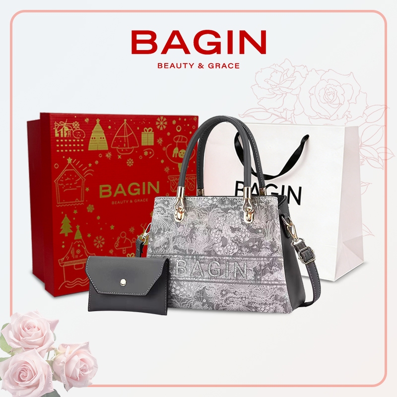 BAGIN Túi Quai Xách  Logo Thêu Sang Trọng Có Quai  Thời Trang Công Sở Đi Tiệc Ngày