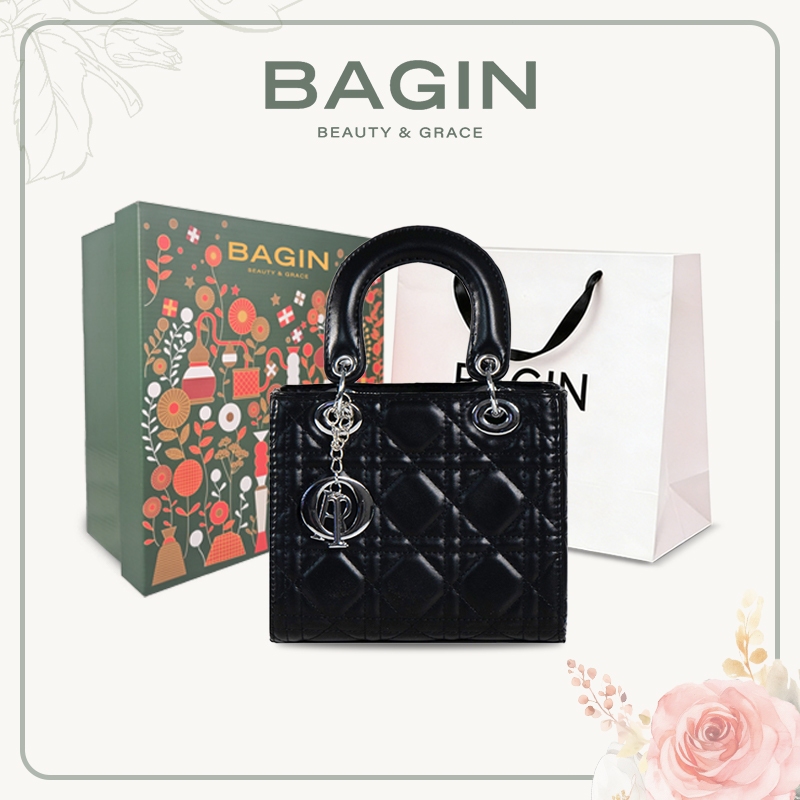 BAGIN Túi Xách Nữ Dáng Vuông  Da Cao Cấp Mềm Tặng Kèm Charm Dây Đeo Có Quai Xách Ngày Lễ Tặng Cho Mẹ