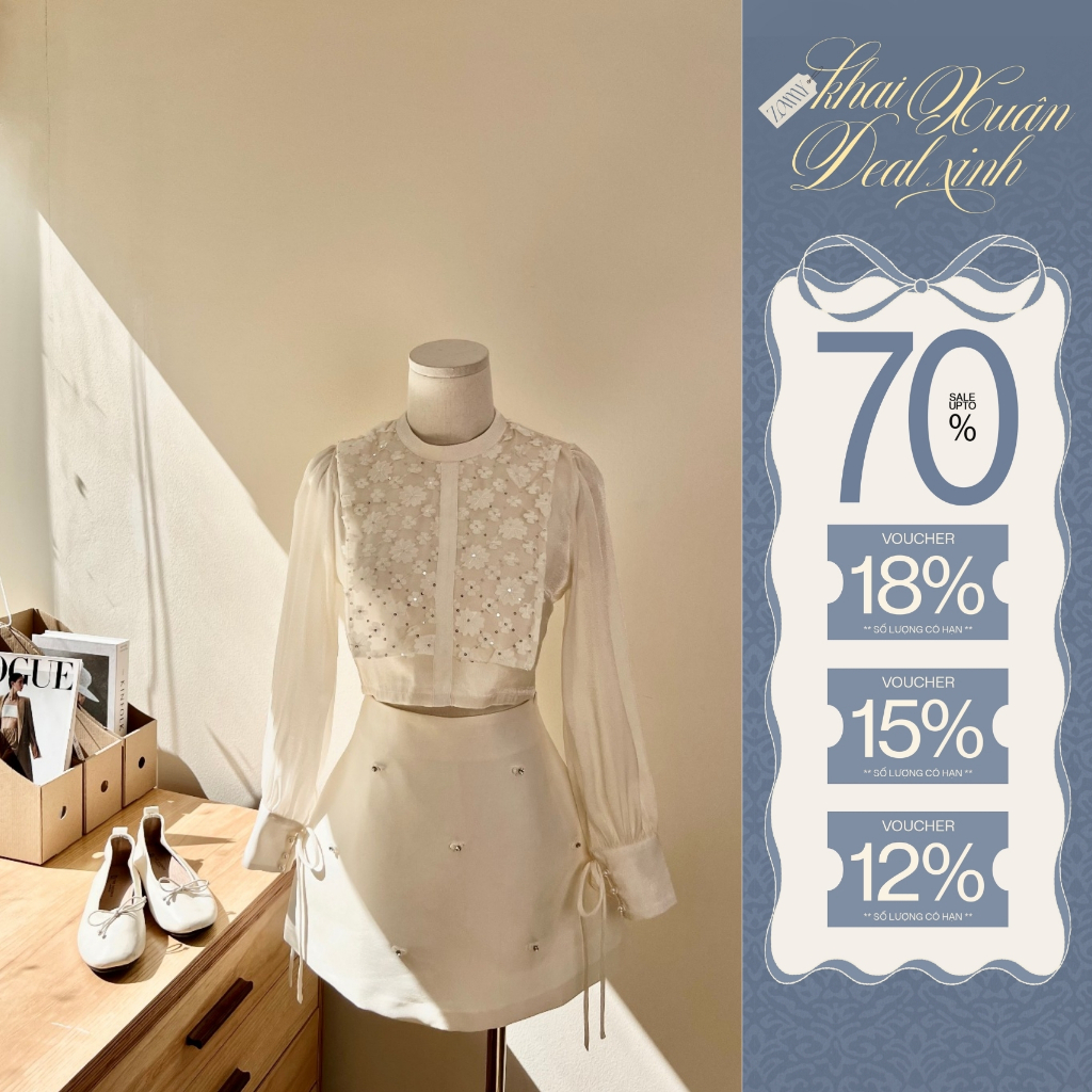 ZAMY SHOP - Sơ mi thiết kế crop phối tơ thanh lịch, nữ tính