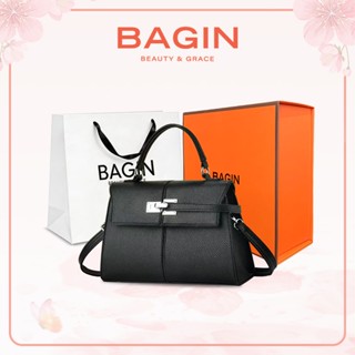 BAGIN Túi Xách Tay Nữ Công Sở Da Vân Cao Cấp Khóa Kim Bạc Sang Trọng Quà Tặng Tặng Cho Mẹ