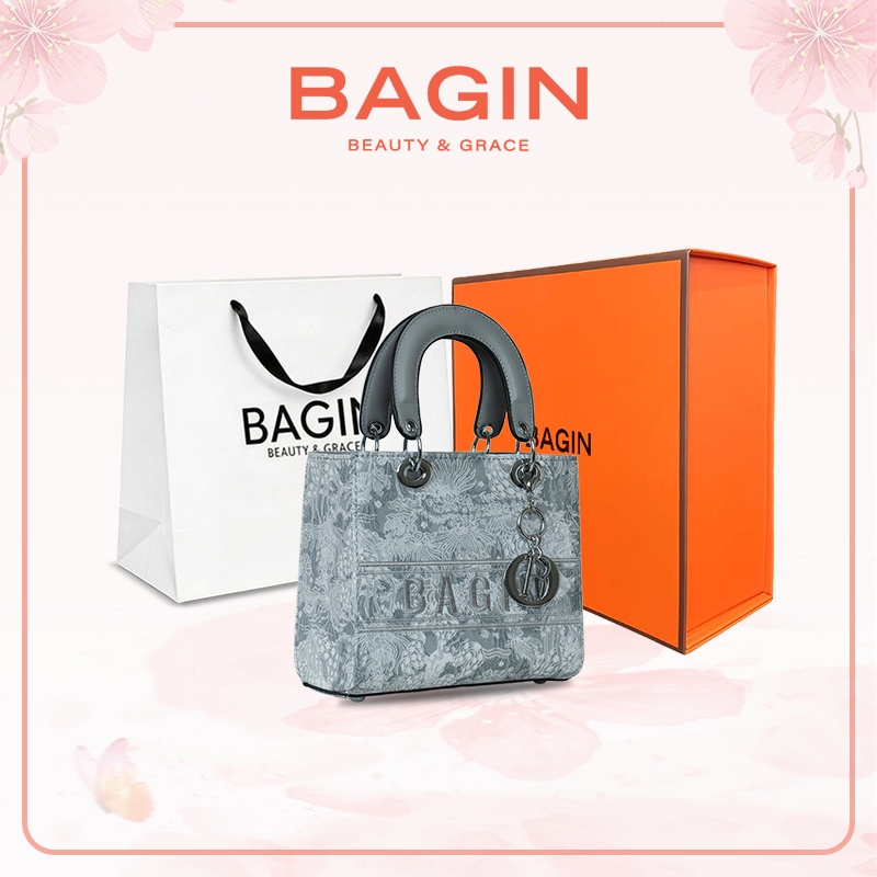 BAGIN Túi Xách Nữ Dáng Vuông Họa Tiết Thêu Nổi Tặng Kèm Charm Và Dây Đeo Ngày Lễ Tặng Quà Tặng Quà