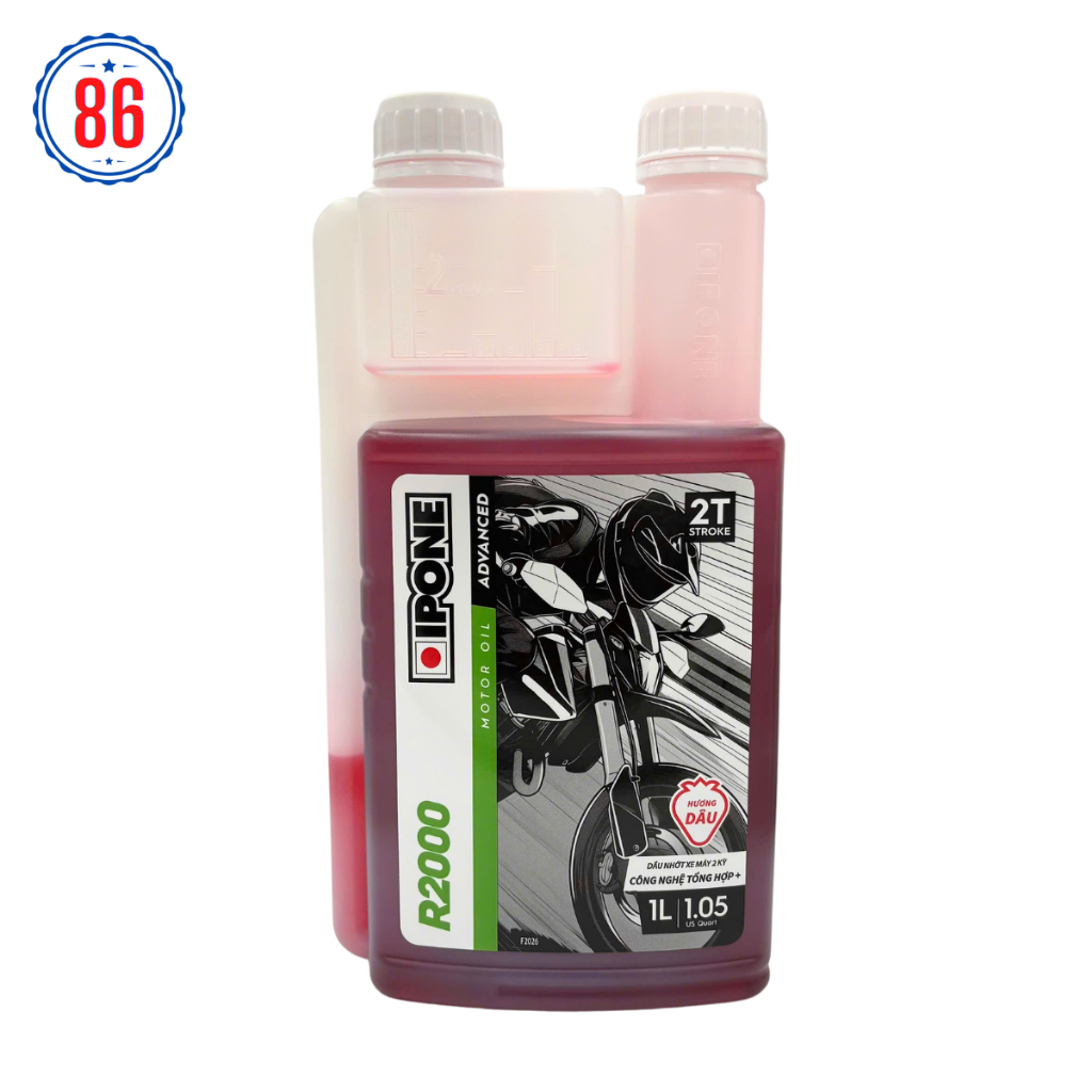 Nhớt 2 Thì IPONE R2000 Hương Dâu Đặc Trưng 1L - Công Nghệ Tổng Hợp Tiêu Chuẩn API TC/ JASO FD