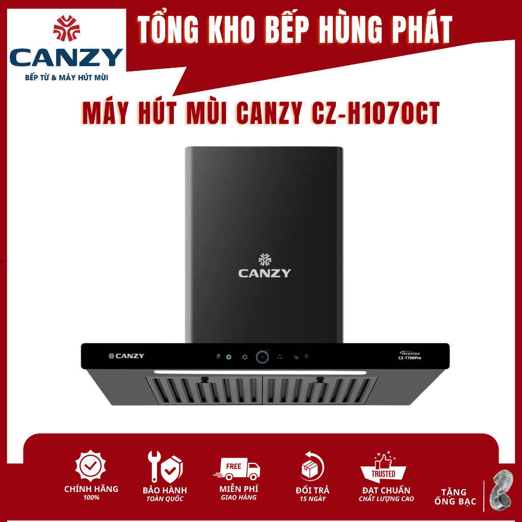 Máy Hút Mùi Chữ T Canzy CZ-H1070CT,CZ-T700PRO - Kiểu Dáng Sang Trọng, Công Suất Hiệu Quả