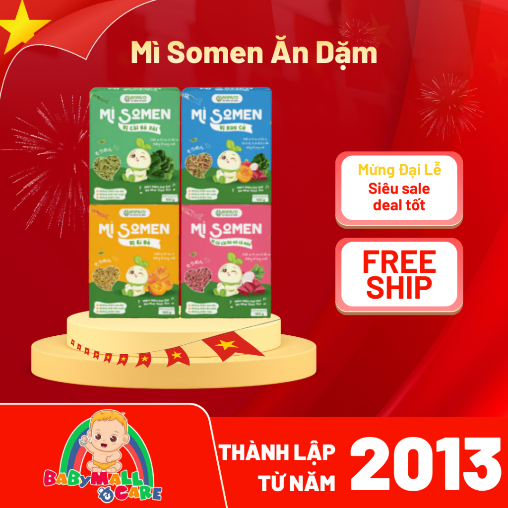 Mì Somen Ăn Dặm Anpaso 100g Rau Củ Hữu Cơ Cho Bé Babymall & Care🍜 Mì Somen Anpaso – Sợi nhỏ vừa miện