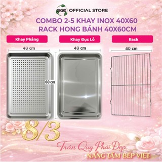 COMBO 2-5 Khay inox 40x60 và rack hong bánh 40x60cm