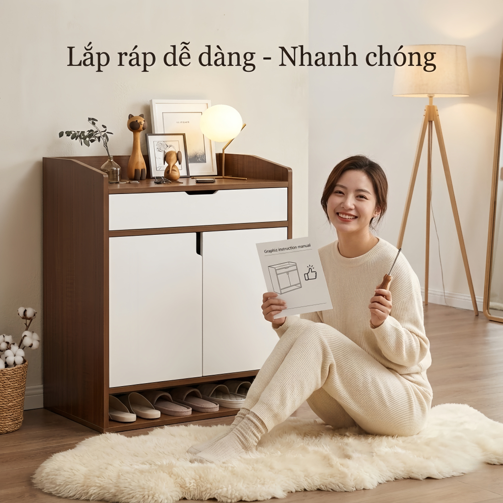 MK Tủ Đựng Giày Dép Gỗ MDF Chống Bụi, Kệ Để Giày Nhiều Ngăn Kín Cáo Tiện Ích | BigBuy360 - bigbuy360.vn