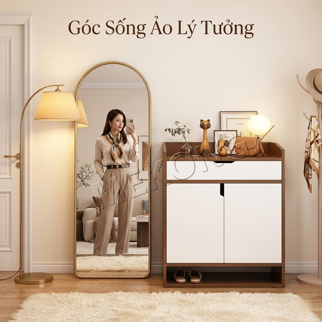 MK Tủ Đựng Giày Dép Gỗ MDF Chống Bụi, Kệ Để Giày Nhiều Ngăn Kín Cáo Tiện Ích | BigBuy360 - bigbuy360.vn