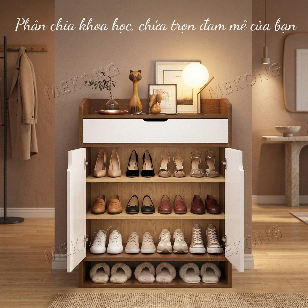 MK Tủ Đựng Giày Dép Gỗ MDF Chống Bụi, Kệ Để Giày Nhiều Ngăn Kín Cáo Tiện Ích | BigBuy360 - bigbuy360.vn