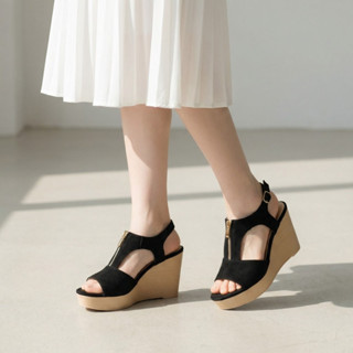 Giày đế xuồng nữ cao gót  9cm dây kéo đen - X006 ( ảnh thật đính kèm sau )