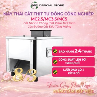 Máy Thái Cắt Thịt Tự Động Công Nghiệp MC - SGE 150kg/h, 850W Lưỡi Dao Inox 2.5-5mm