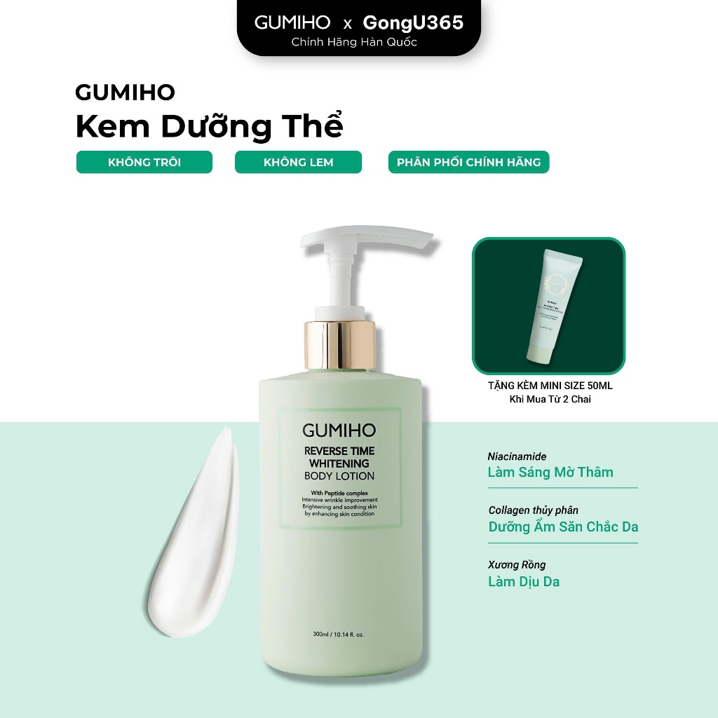 Gumiho Reverse Time Whitening Body Lotion - Kem Dưỡng Thể Make Up Body & Dưỡng Trắng - Niacinamide, 