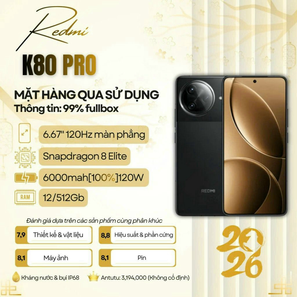 Điện thoại Redmi K80 Pro Rom Quốc Tế QSD 99%