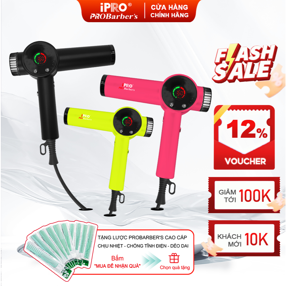 Máy sấy tóc iPRO V9 iPRO V19 tốc độ cao 110.000 vòng/phút  sấy khô nhanh chuyên nghiệp bảo vệ tóc cầ